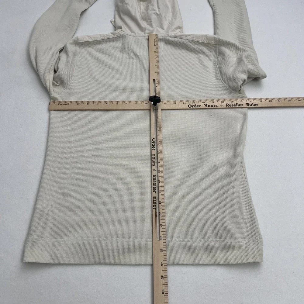Banana Republic Hoodie Mens Small Beige Waffle Knit Henley Hooded Thermal Top